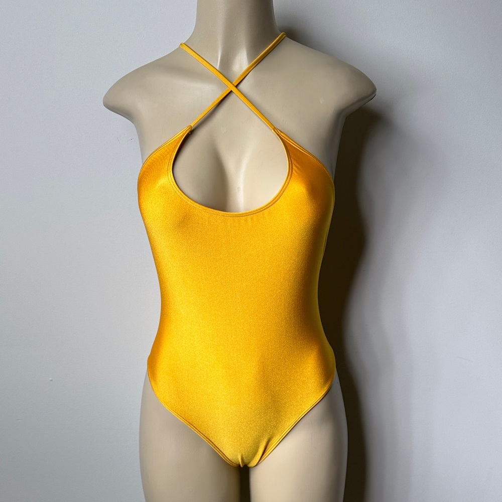 Forever 21 Golden Yellow Crisscross One-Piece Swimsuit